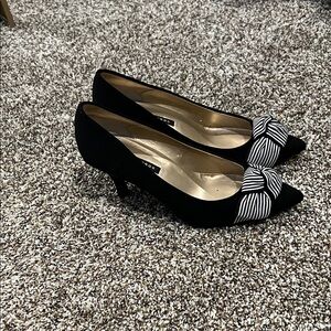 Caparros Black Heels with Striped Bow